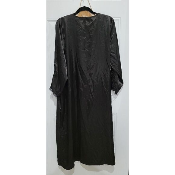 Flora Nikrooz Stella Black Satin Robe size XL - Picture 3 of 10